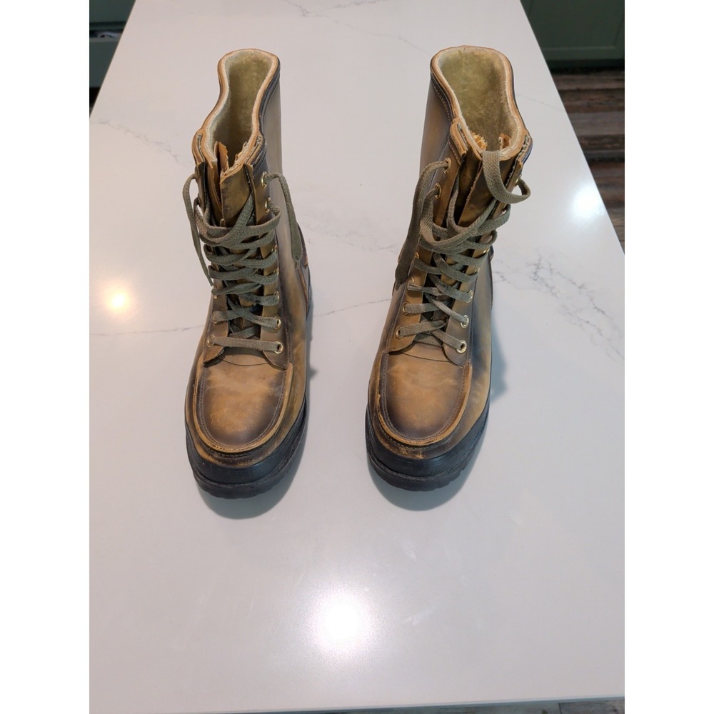 Vintage Salem "Mountain Man" Steel Shank Rubber Work Boots desert yellow Size 10